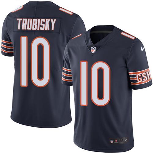 Nike Bears #10 Mitchell Trubisky Navy Blue Team Color Men's Stitched NFL Vapor Untouchable Limited Jersey - Click Image to Close